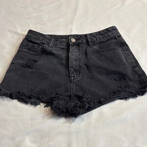 PacSun Frayed Hem Black Jean Shorts